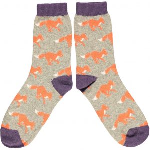 Ladies Sage Fox Lambswool Ankle Socks Hunting Stock Market